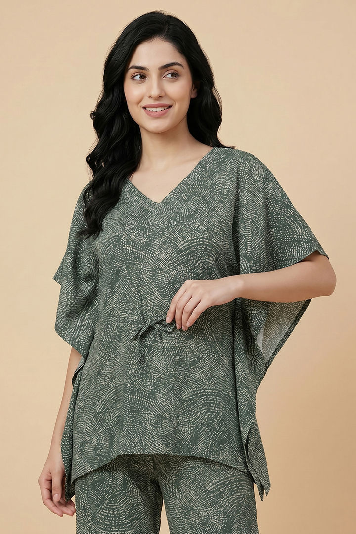 Zivame Woven Kaftan Loungewear Set - Sea Form — image 4